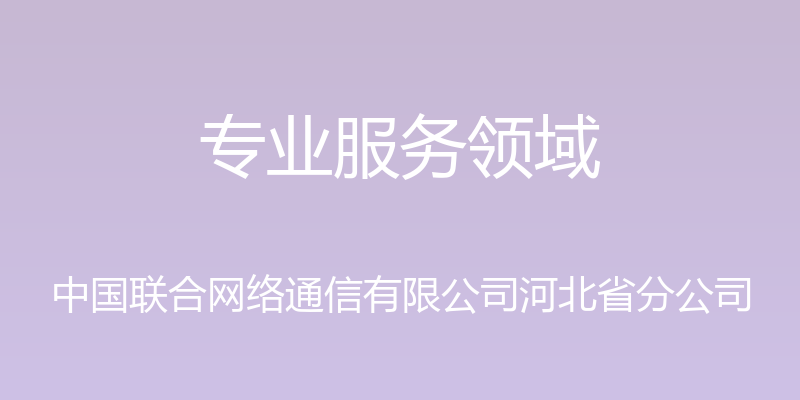 专业服务领域 - 中国联合网络通信有限公司河北省分公司